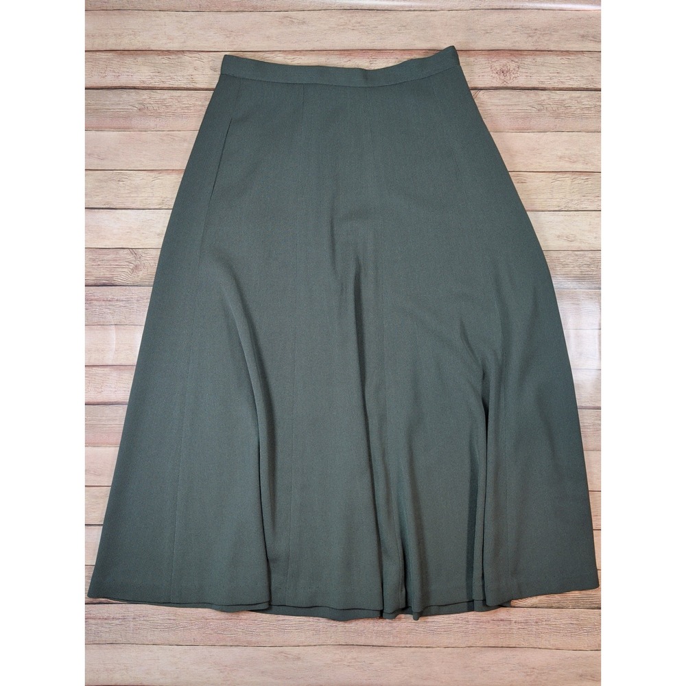 VTG Renfrew A-Line Skirt Women 10 Green Midi Pockets Made in USA Dark Academia